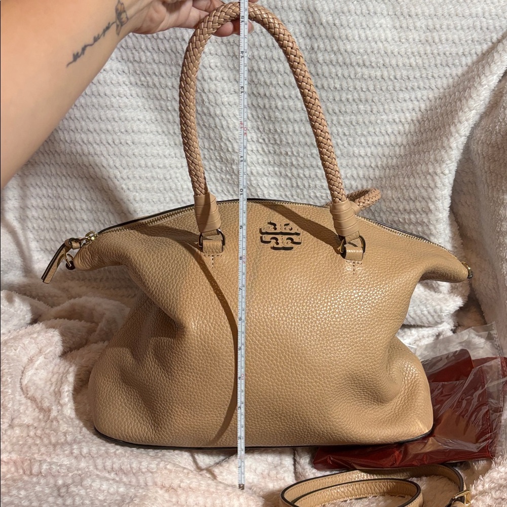 Tory Burch Beige Leather Tote with Braided Handles - Picture 7 of 10